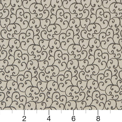 D1569 Small Scale Platinum Vine Grey & Silver Charlotte Fabrics
