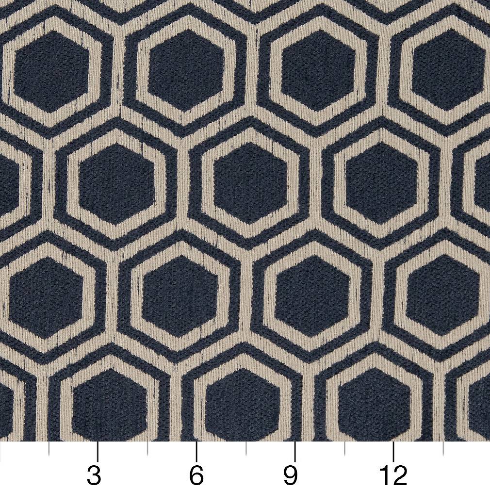 D1636 Abstract & Geometric Indigo Blue Charlotte Fabrics