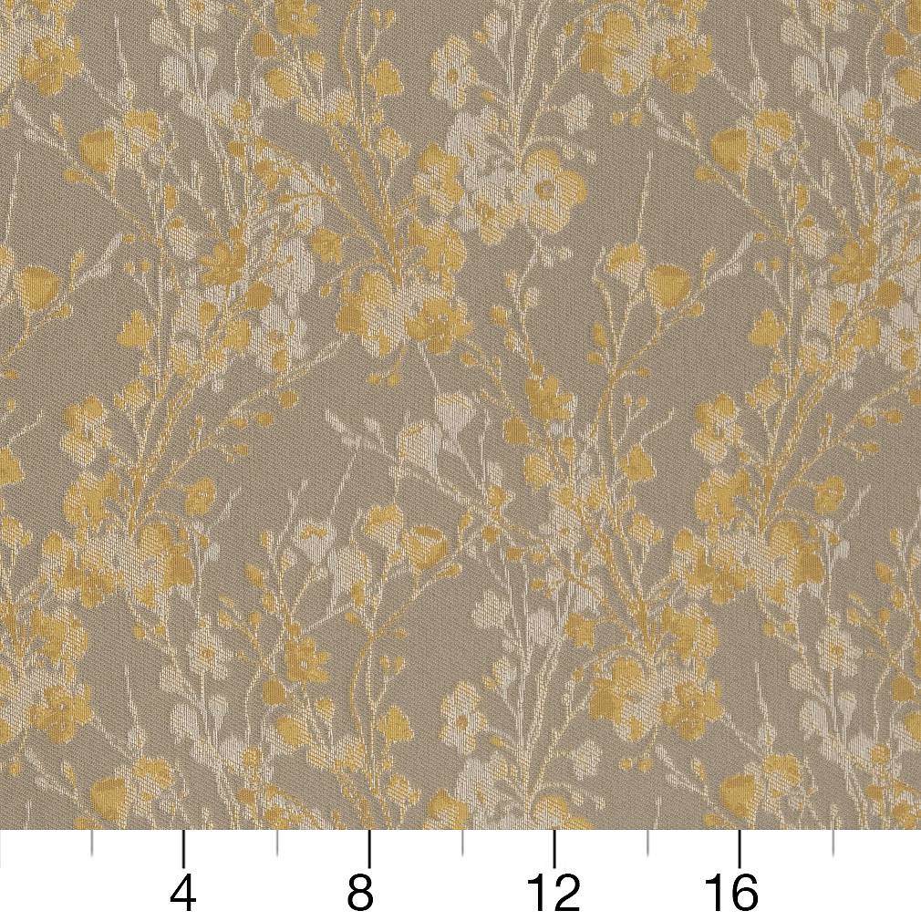 D1643 Floral Goldenrod Gold & Yellow,Grey & Silver Charlotte Fabrics