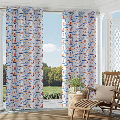 D1651 Novelty Nantucket Blue,Red & Burgundy Charlotte Fabrics