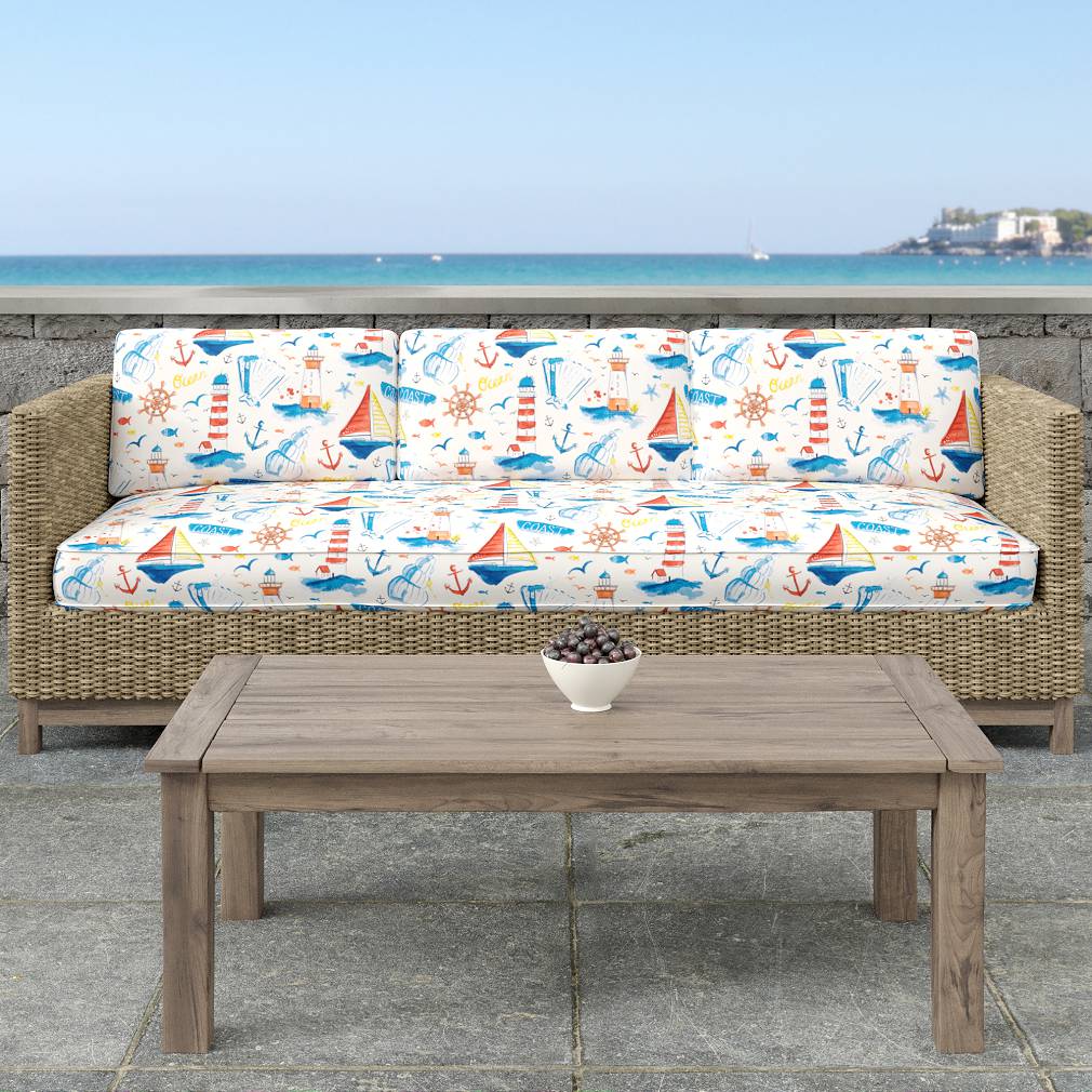 D1651 Novelty Nantucket Blue,Red & Burgundy Charlotte Fabrics