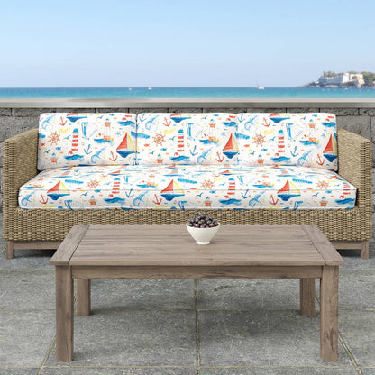 D1651 Novelty Nantucket Blue,Red & Burgundy Charlotte Fabrics