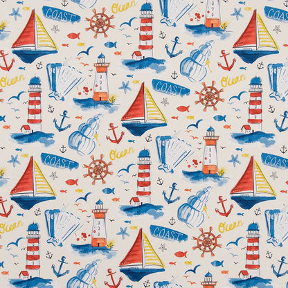 D1651 Novelty Nantucket Blue,Red & Burgundy Charlotte Fabrics