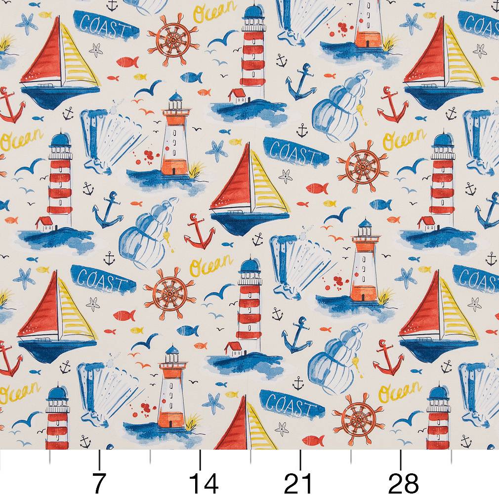D1651 Novelty Nantucket Blue,Red & Burgundy Charlotte Fabrics