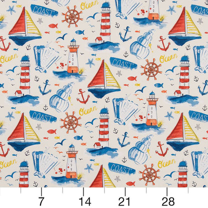 D1651 Novelty Nantucket Blue,Red & Burgundy Charlotte Fabrics