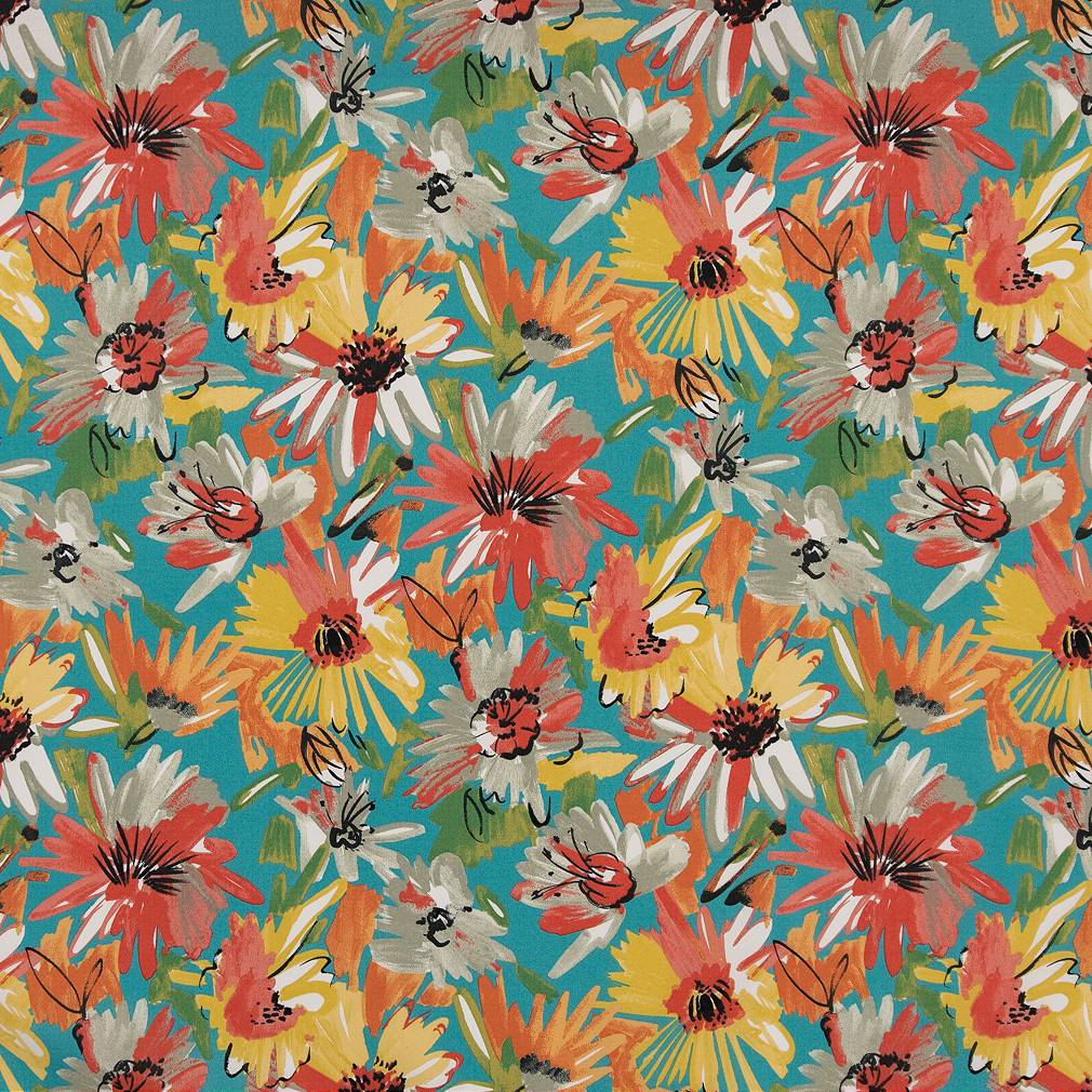D1657 Floral,Tropical & Botanical Newport Aqua & Teal,Coral & Peach,Red & Burgundy Charlotte Fabrics
