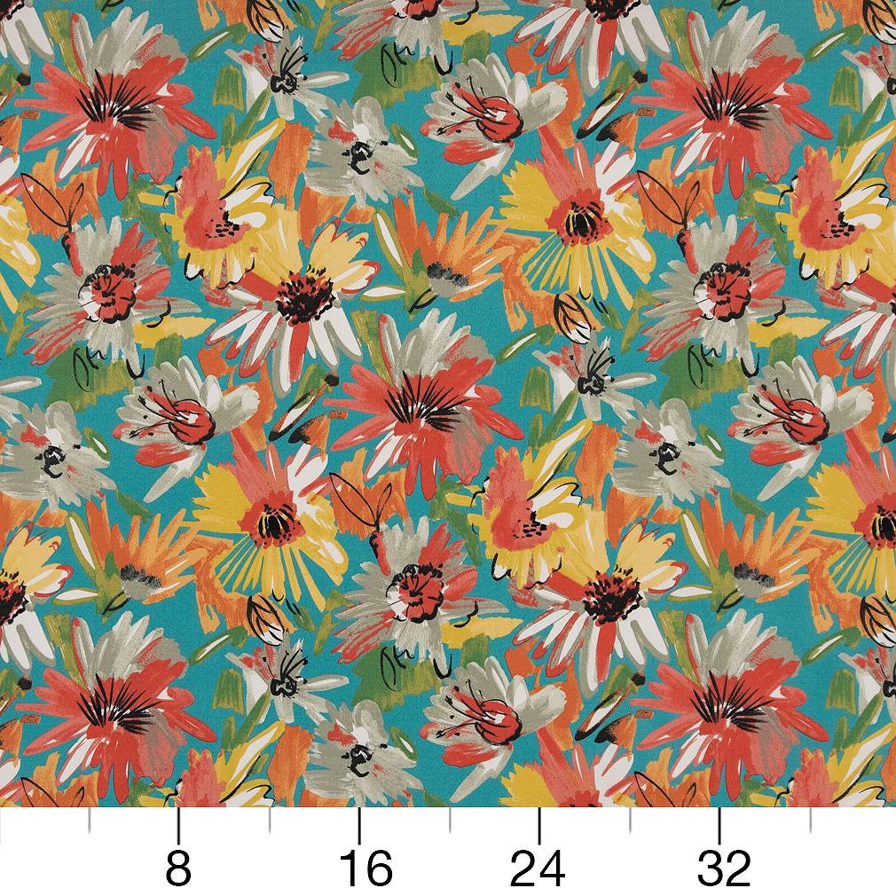 D1657 Floral,Tropical & Botanical Newport Aqua & Teal,Coral & Peach,Red & Burgundy Charlotte Fabrics