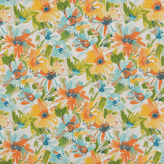 D1659 Floral,Tropical & Botanical Laguna Aqua & Teal,Coral & Peach Charlotte Fabrics