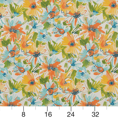 D1659 Floral,Tropical & Botanical Laguna Aqua & Teal,Coral & Peach Charlotte Fabrics