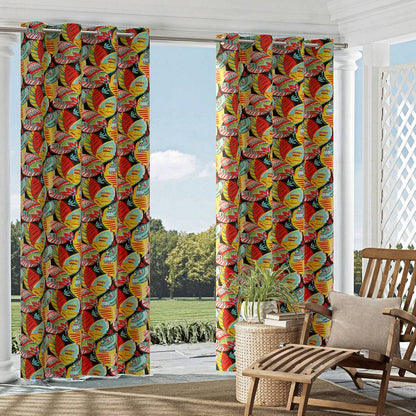 D1660 Abstract & Geometric,Leaves,Tropical & Botanical Monterey Black,Gold & Yellow,Red & Burgundy Charlotte Fabrics