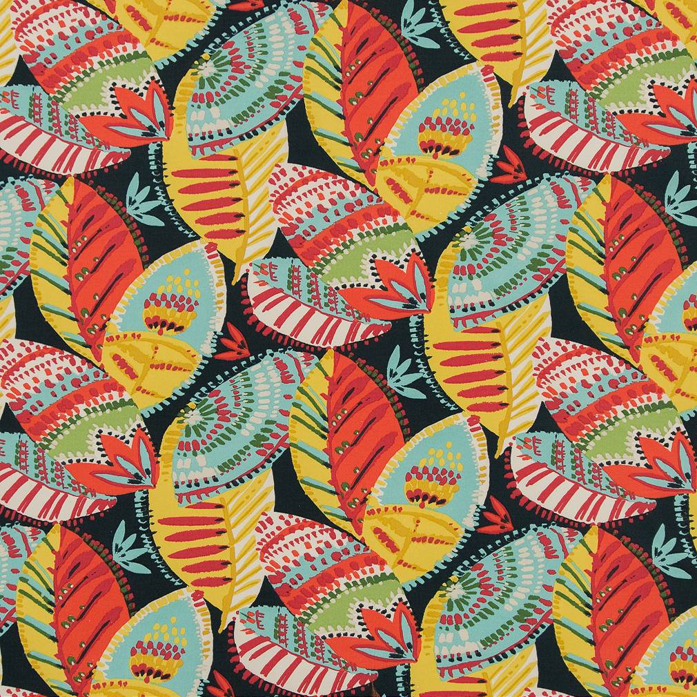 D1660 Abstract & Geometric,Leaves,Tropical & Botanical Monterey Black,Gold & Yellow,Red & Burgundy Charlotte Fabrics