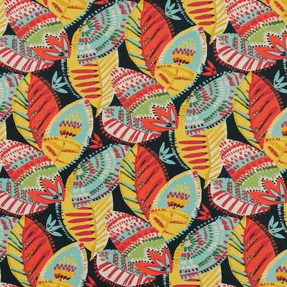 D1660 Abstract & Geometric,Leaves,Tropical & Botanical Monterey Black,Gold & Yellow,Red & Burgundy Charlotte Fabrics
