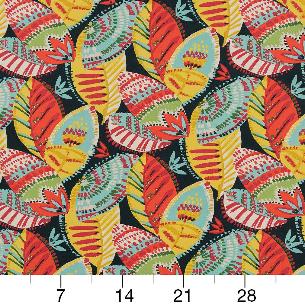 D1660 Abstract & Geometric,Leaves,Tropical & Botanical Monterey Black,Gold & Yellow,Red & Burgundy Charlotte Fabrics
