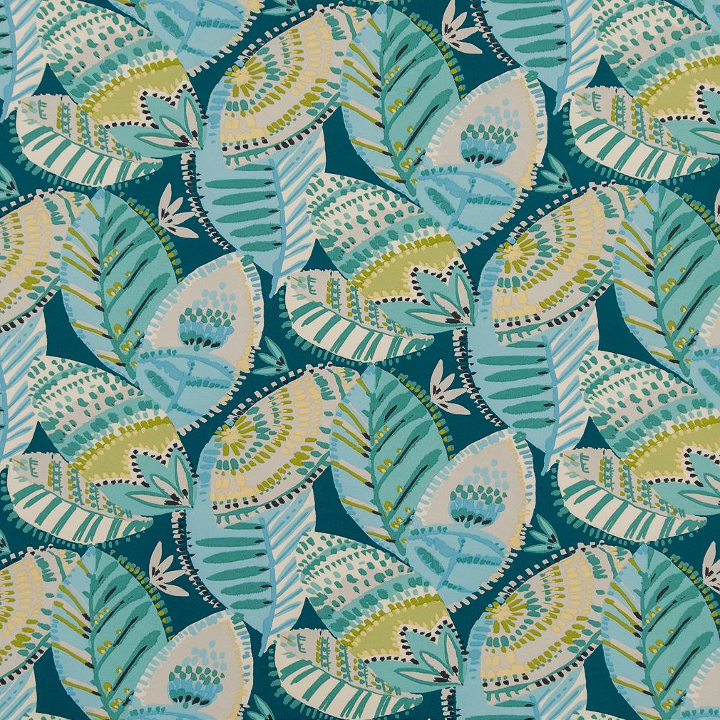 D1661 Abstract & Geometric,Leaves,Tropical & Botanical Cancun Aqua & Teal Charlotte Fabrics