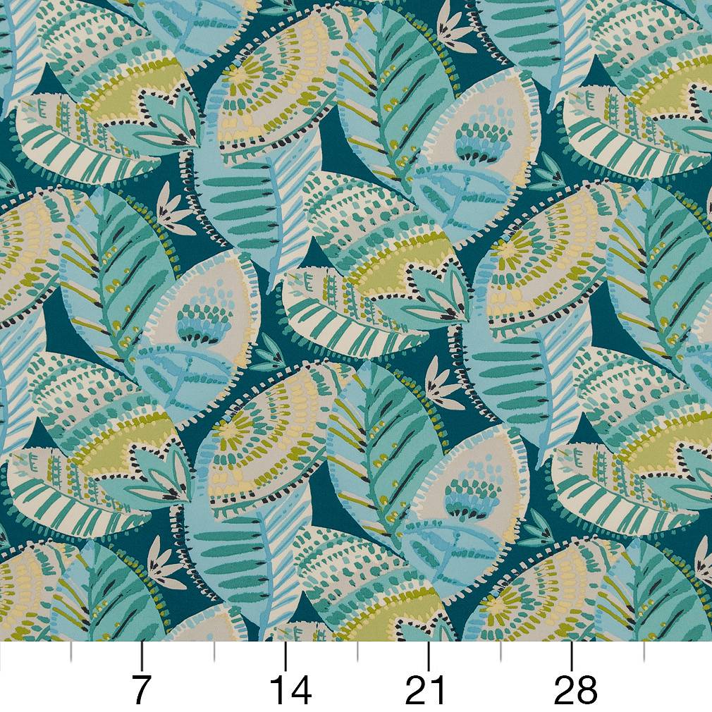D1661 Abstract & Geometric,Leaves,Tropical & Botanical Cancun Aqua & Teal Charlotte Fabrics