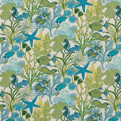 D1662 Tropical & Botanical Atlantis Aqua & Teal,Green Charlotte Fabrics