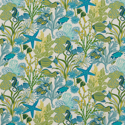 D1662 Tropical & Botanical Atlantis Aqua & Teal,Green Charlotte Fabrics