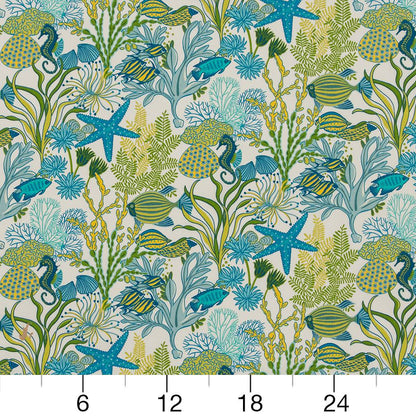 D1662 Tropical & Botanical Atlantis Aqua & Teal,Green Charlotte Fabrics