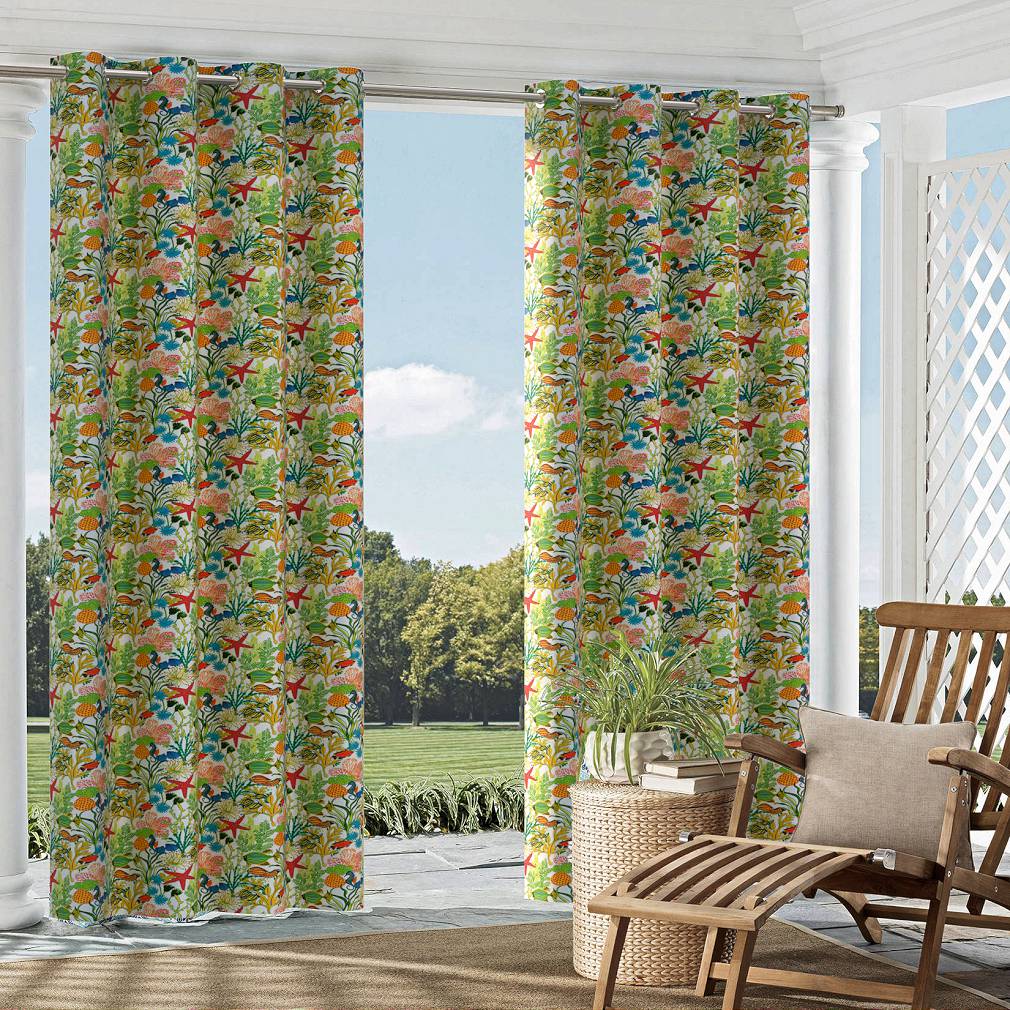 D1663 Tropical & Botanical Reef Blue,Coral & Peach Charlotte Fabrics