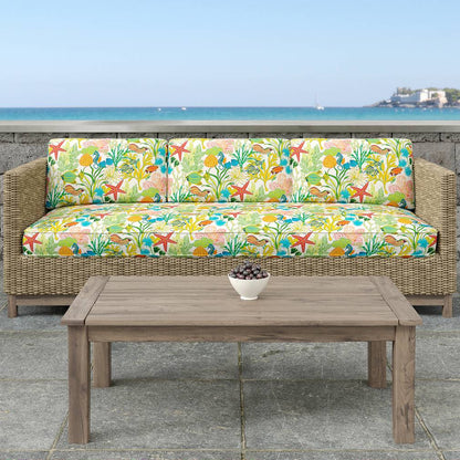 D1663 Tropical & Botanical Reef Blue,Coral & Peach Charlotte Fabrics