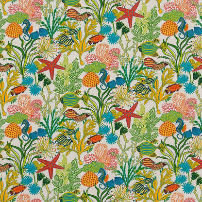 D1663 Tropical & Botanical Reef Blue,Coral & Peach Charlotte Fabrics