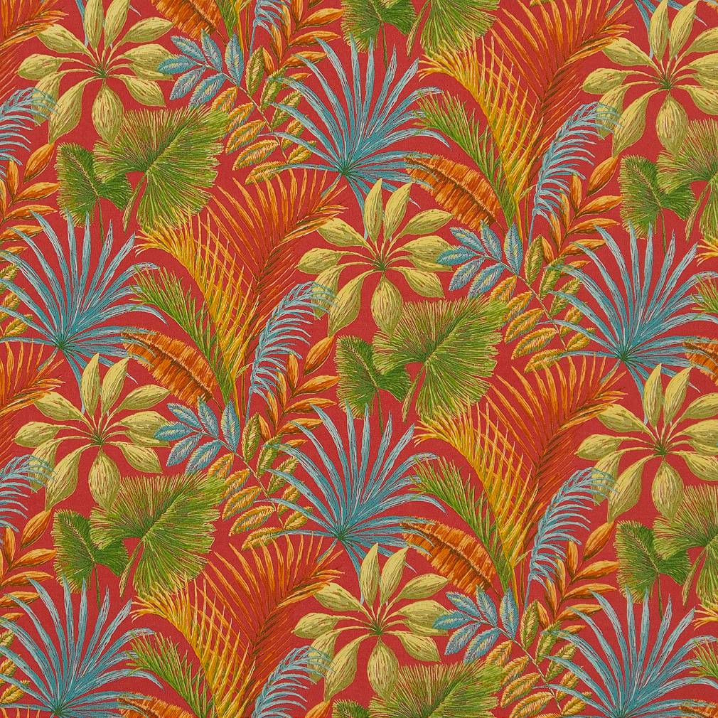 D1664 Leaves,Tropical & Botanical Charleston Red & Burgundy Charlotte Fabrics