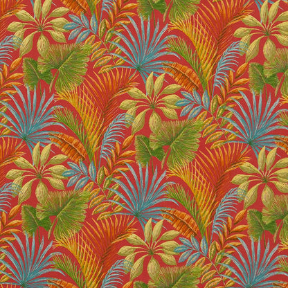 D1664 Leaves,Tropical & Botanical Charleston Red & Burgundy Charlotte Fabrics