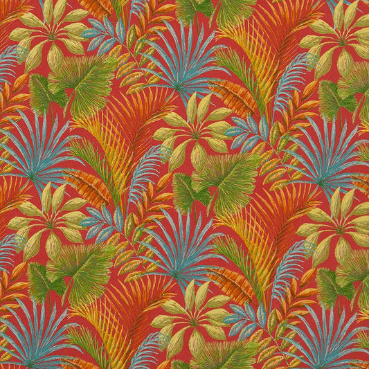 D1664 Leaves,Tropical & Botanical Charleston Red & Burgundy Charlotte Fabrics