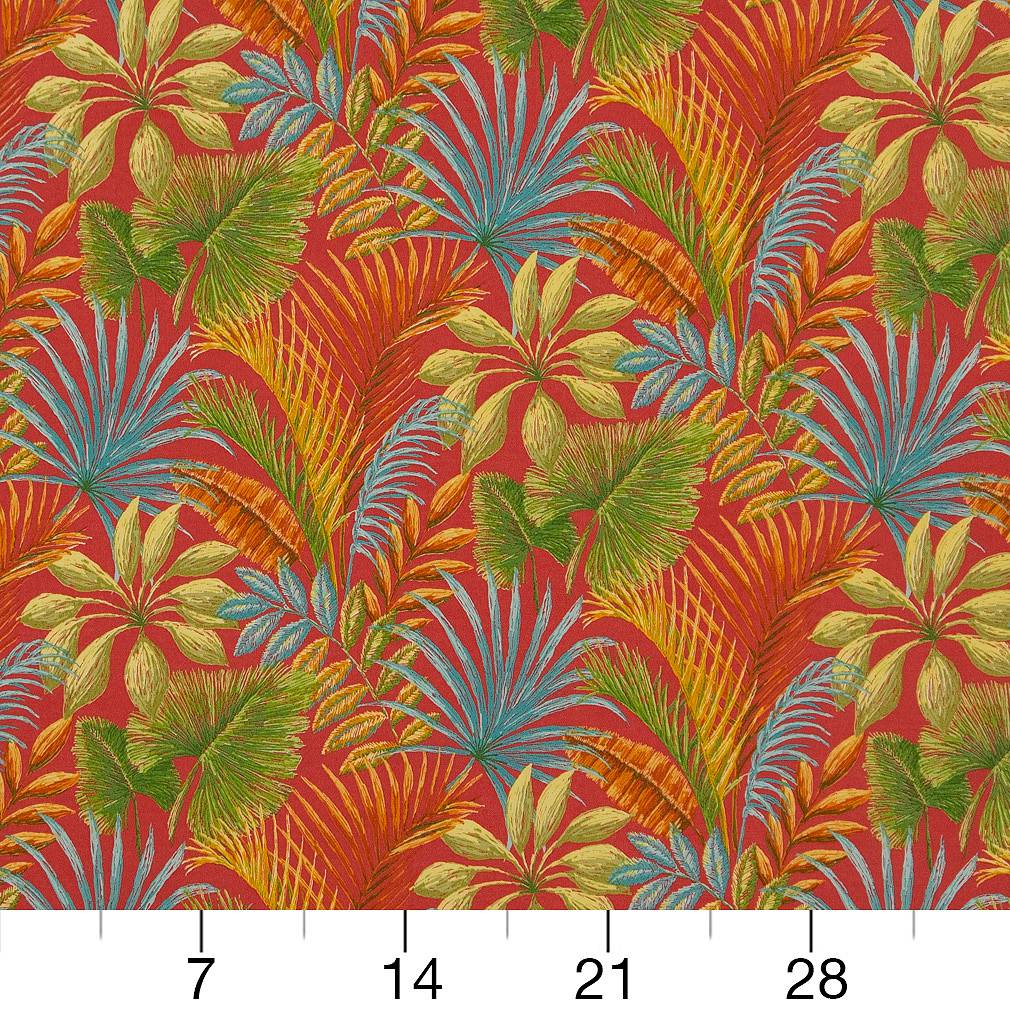 D1664 Leaves,Tropical & Botanical Charleston Red & Burgundy Charlotte Fabrics