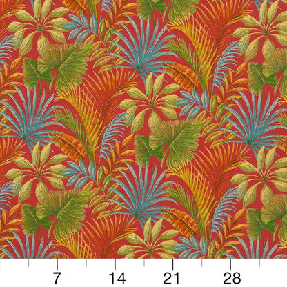 D1664 Leaves,Tropical & Botanical Charleston Red & Burgundy Charlotte Fabrics