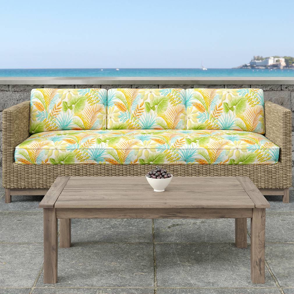 D1665 Leaves,Tropical & Botanical Sanibel Aqua & Teal,Orange & Rust Charlotte Fabrics
