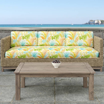 D1665 Leaves,Tropical & Botanical Sanibel Aqua & Teal,Orange & Rust Charlotte Fabrics