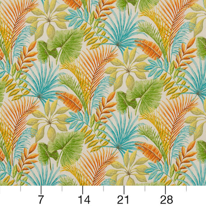 D1665 Leaves,Tropical & Botanical Sanibel Aqua & Teal,Orange & Rust Charlotte Fabrics