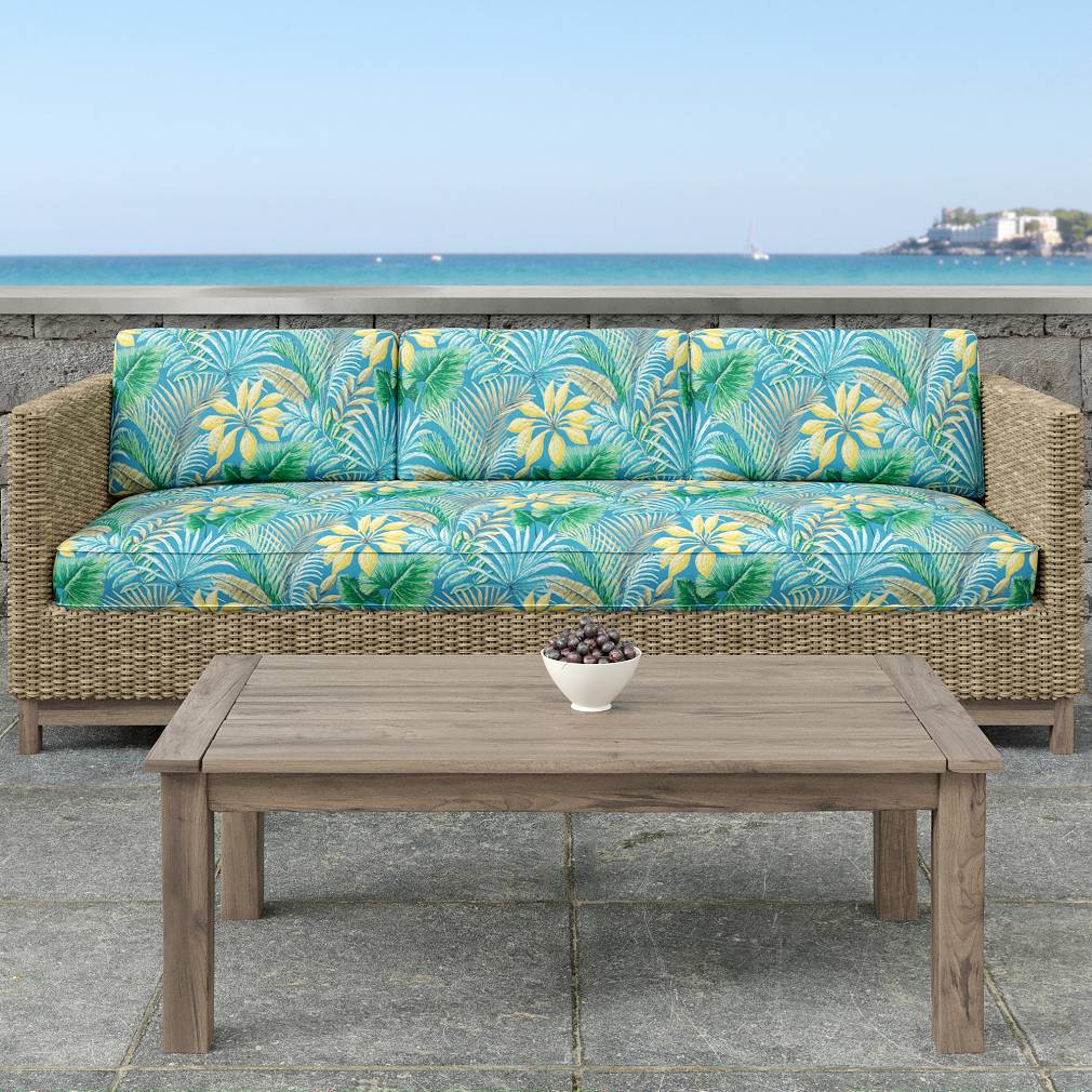D1666 Leaves,Tropical & Botanical Savannah Aqua & Teal Charlotte Fabrics
