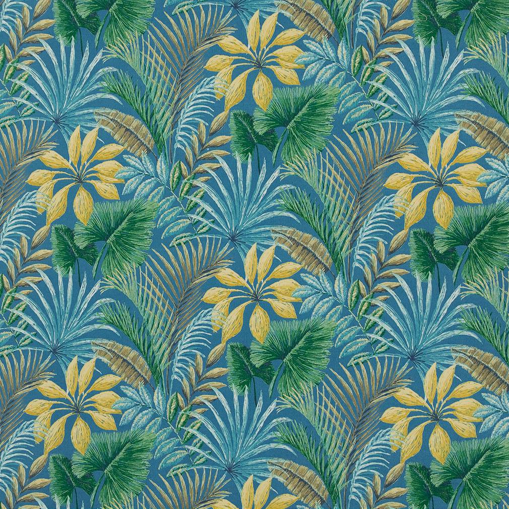 D1666 Leaves,Tropical & Botanical Savannah Aqua & Teal Charlotte Fabrics
