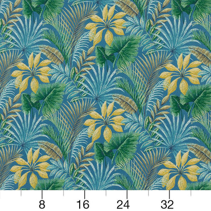 D1666 Leaves,Tropical & Botanical Savannah Aqua & Teal Charlotte Fabrics