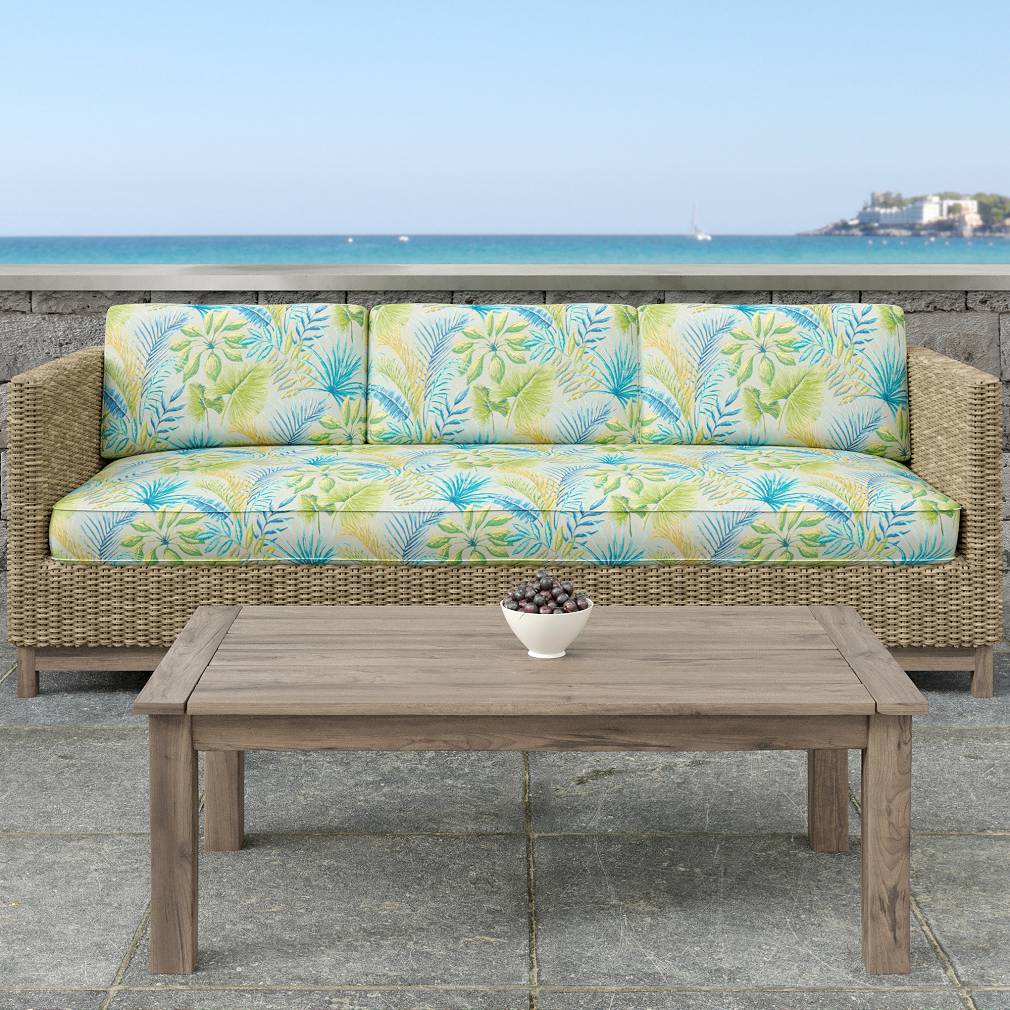 D1667 Leaves,Tropical & Botanical Captiva Aqua & Teal,Blue,Green Charlotte Fabrics
