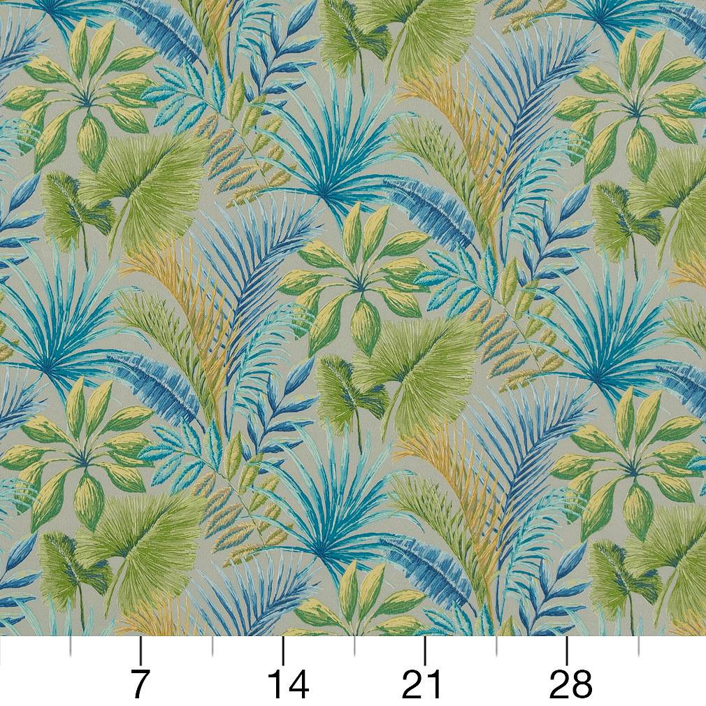 D1667 Leaves,Tropical & Botanical Captiva Aqua & Teal,Blue,Green Charlotte Fabrics