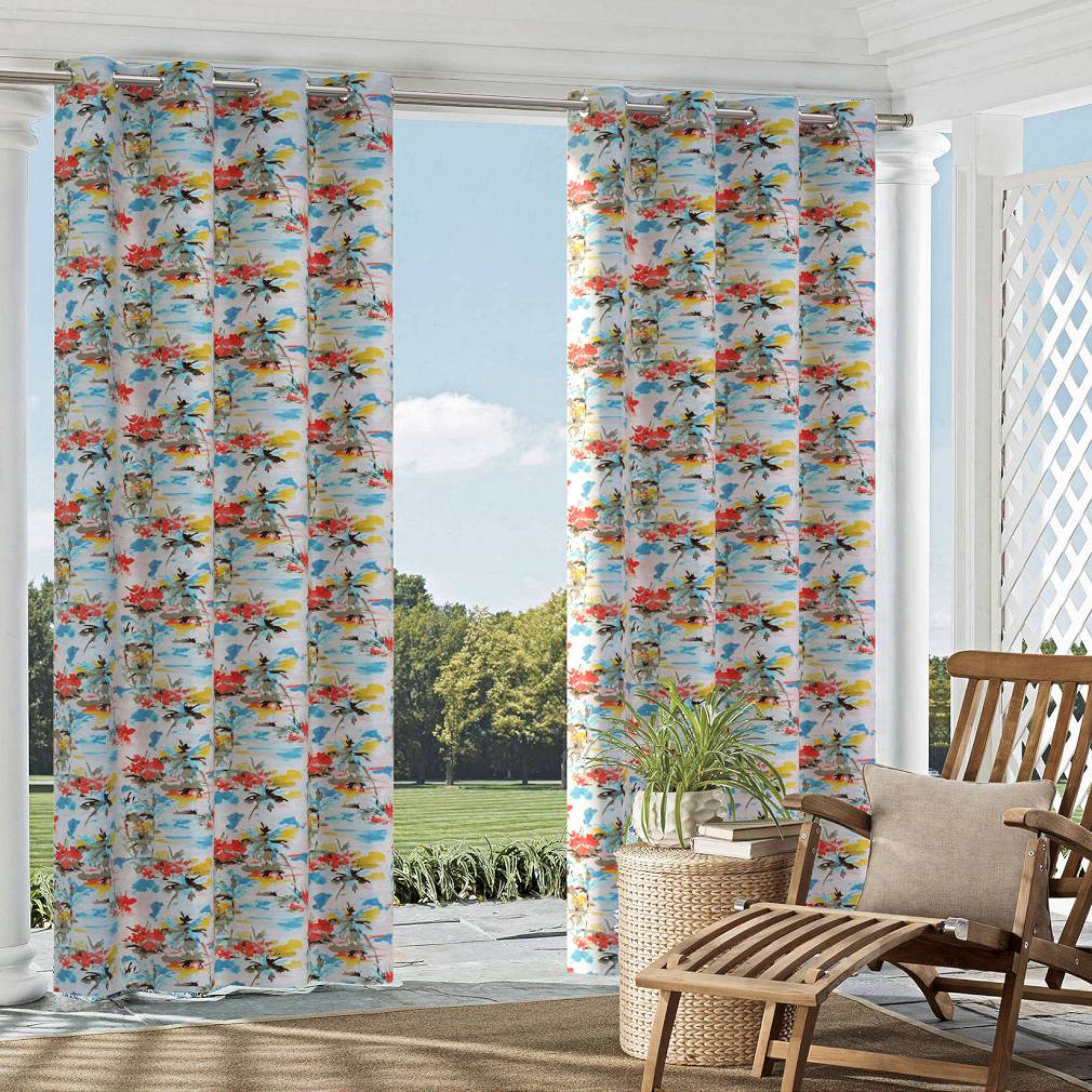D1676 Abstract & Geometric,Floral,Tropical & Botanical Bahamas Blue,Coral & Peach Charlotte Fabrics