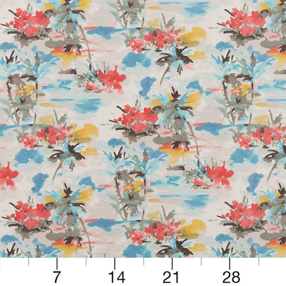 D1676 Abstract & Geometric,Floral,Tropical & Botanical Bahamas Blue,Coral & Peach Charlotte Fabrics