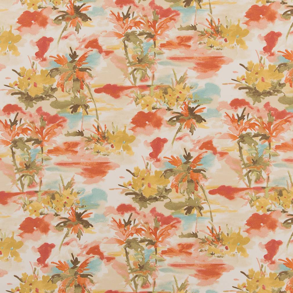 D1677 Abstract & Geometric,Floral,Tropical & Botanical Nassau Coral & Peach Charlotte Fabrics
