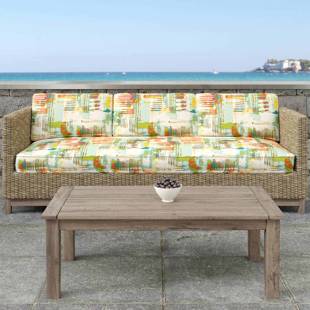 D1680 Abstract & Geometric Jamaica Green,Orange & Rust Charlotte Fabrics