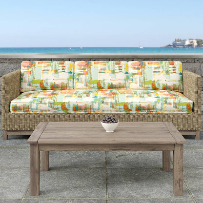 D1680 Abstract & Geometric Jamaica Green,Orange & Rust Charlotte Fabrics