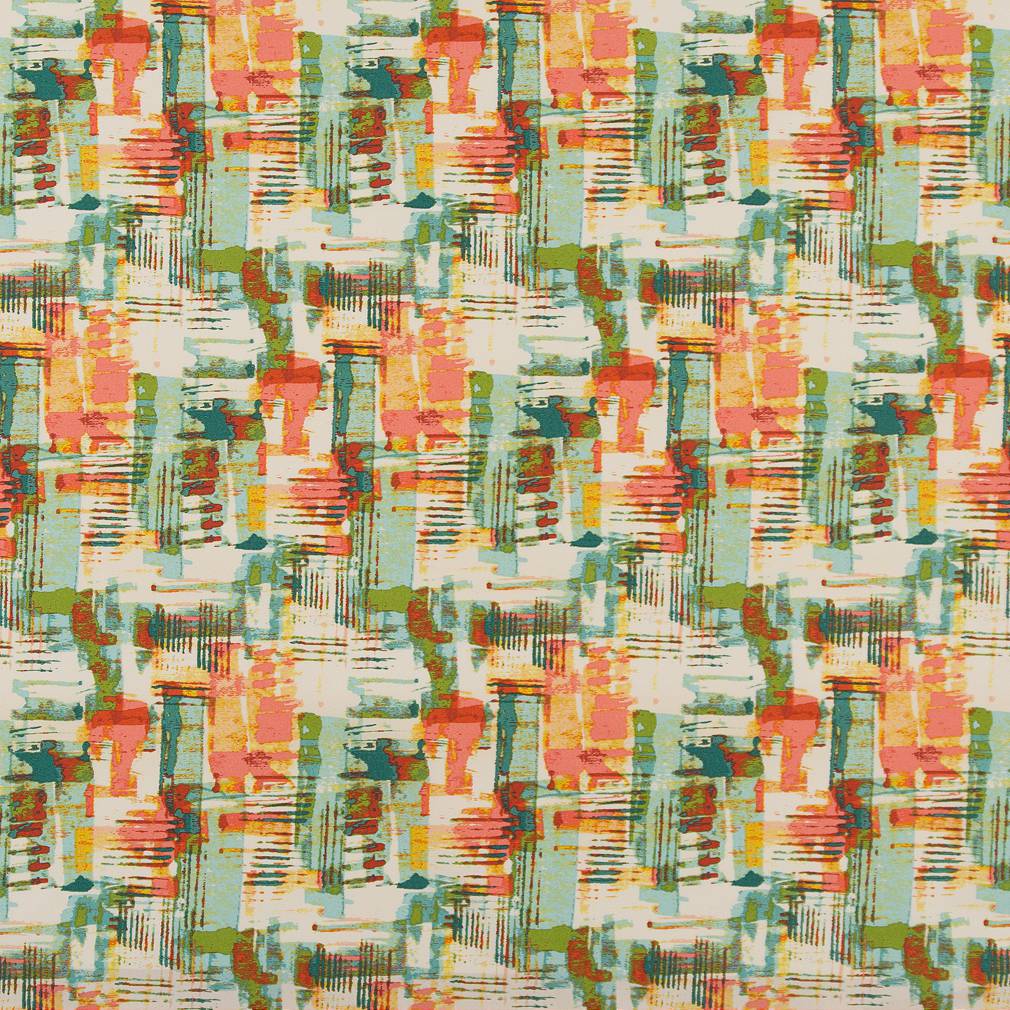 D1680 Abstract & Geometric Jamaica Green,Orange & Rust Charlotte Fabrics