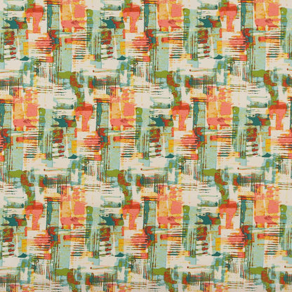 D1680 Abstract & Geometric Jamaica Green,Orange & Rust Charlotte Fabrics