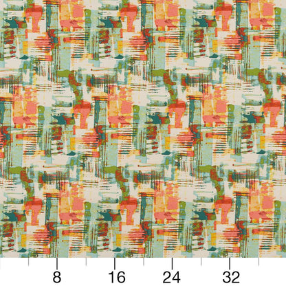 D1680 Abstract & Geometric Jamaica Green,Orange & Rust Charlotte Fabrics