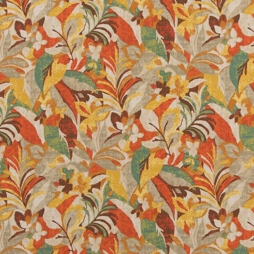 D1682 Floral,Leaves,Tropical & Botanical Cozumel Orange & Rust Charlotte Fabrics