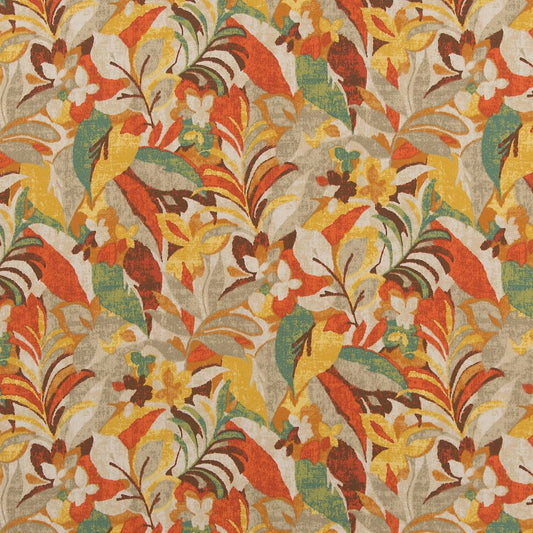 D1682 Floral,Leaves,Tropical & Botanical Cozumel Orange & Rust Charlotte Fabrics