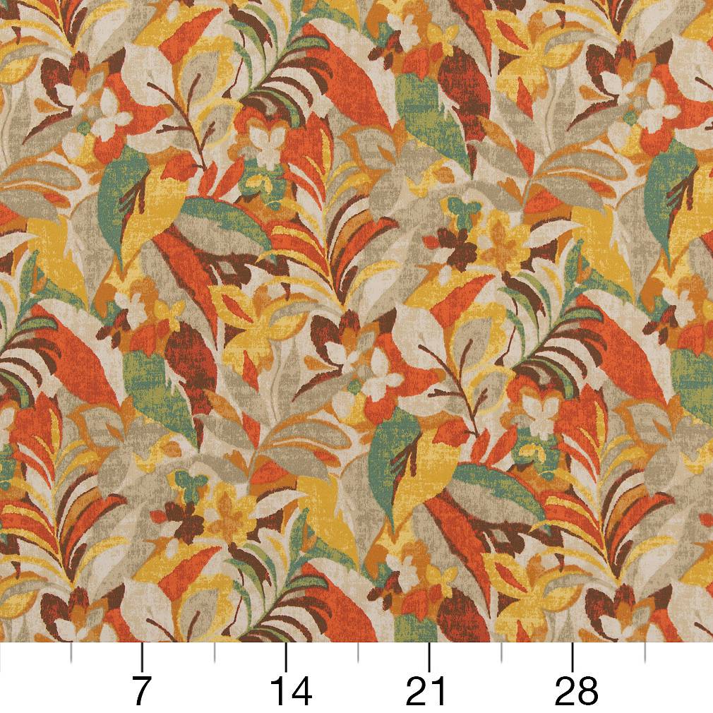 D1682 Floral,Leaves,Tropical & Botanical Cozumel Orange & Rust Charlotte Fabrics