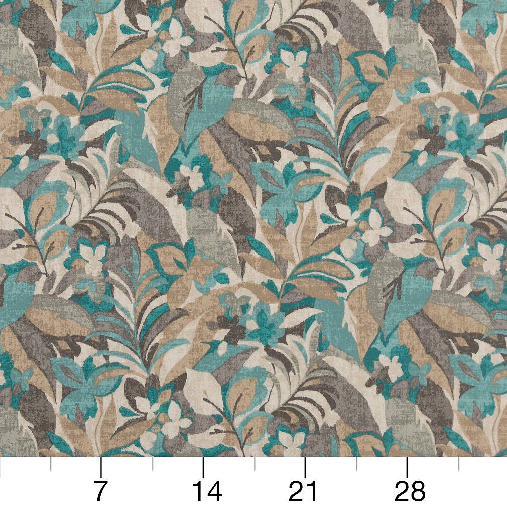 D1683 Floral,Leaves,Tropical & Botanical Belize Aqua & Teal Charlotte Fabrics